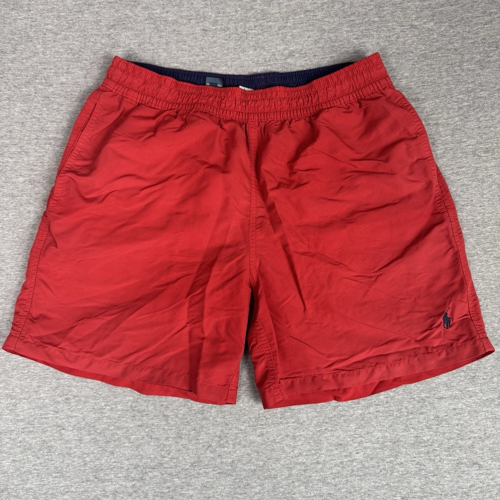 Polo Ralph Lauren Swim Shorts Mens M Red Pony Logo Mesh Lined Trunks